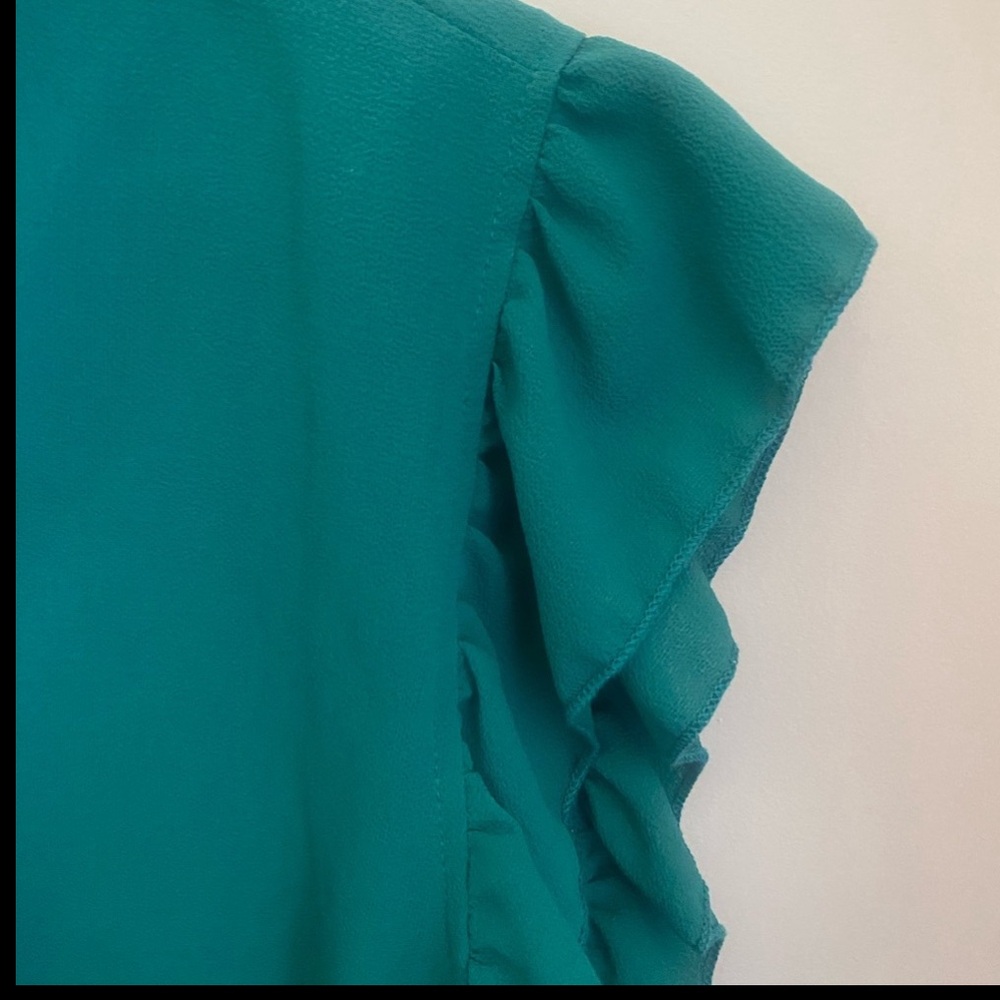 Teal Ruffle Blouse - Picture 4 of 6